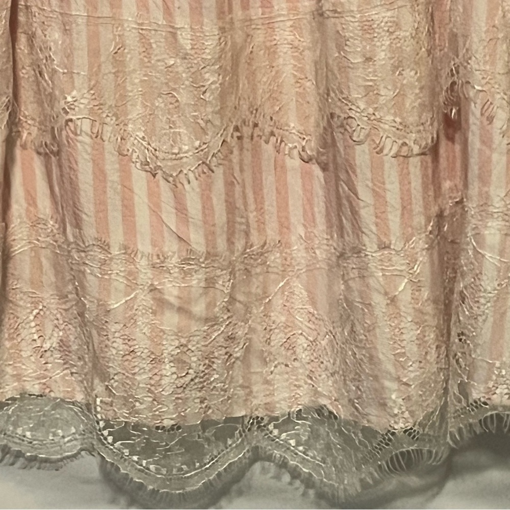 RUBY RD, Women’s, Pink/White Striped with Lace, Long Sleeve Blouse, Size Medium - Picture 4 of 14